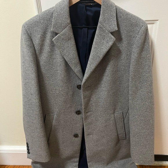 Men's Grey Wool Overcoat - Picture 2 of 3